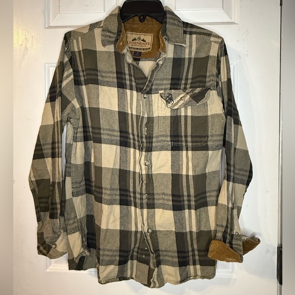 Legendary Whitetails Casual Plaid Shirt - Olive and Cream - Picture 1 of 7
